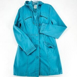Tulle Blue Hooded Utility Jacket L Anthropologie